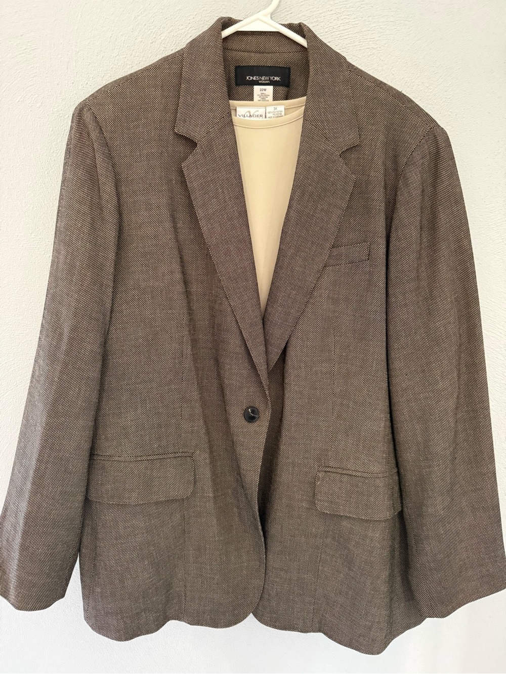 Jones New York Black and Cream Single-Button Women's Blazer